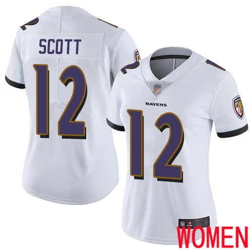 Baltimore Ravens Limited White Women Jaleel Scott Road Jersey NFL Football 12 Vapor Untouchable
